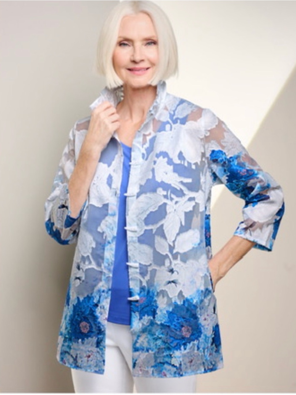 Sheer ombre Floral Jacket